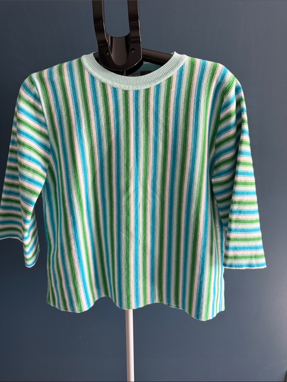 Striped Crewneck Sweater in Blue & Green